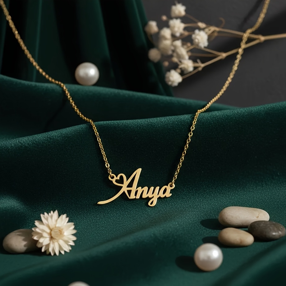 Custom Hollow Heart Pendant Necklace, Personalized Jewelry Gift